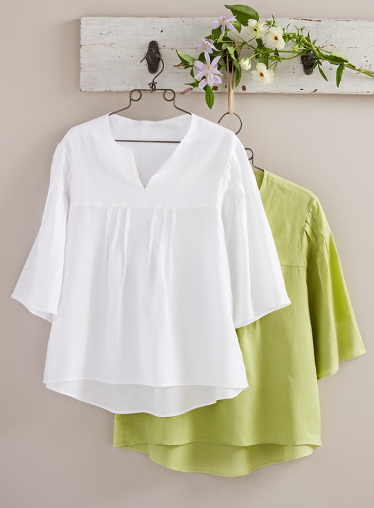 Cotton Pintuck Long-Sleeve Nightgown FINAL SALE (No Returns)