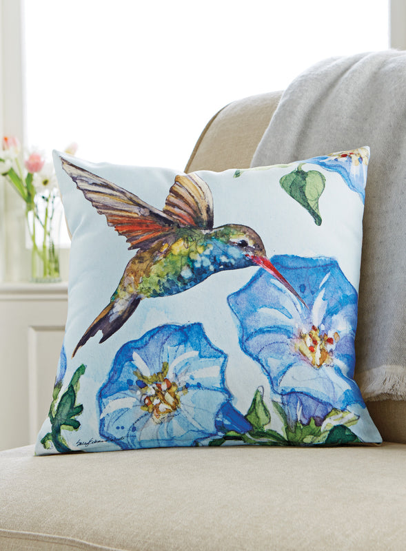 Watercolor Hummingbird Indoor/Outdoor Throw Pillow