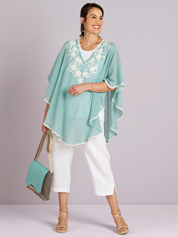 Embroidered Lei Poncho Outfit