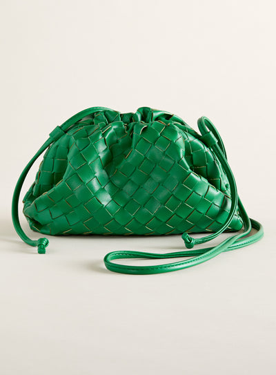 Woven Leather Crescent Bag