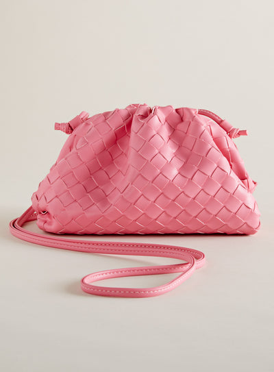 Woven Leather Crescent Bag