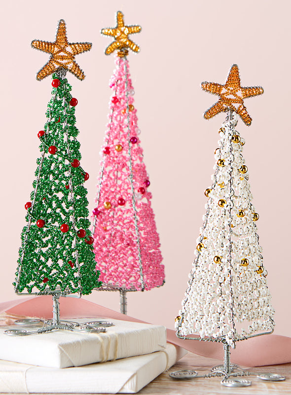 Hand-beaded Mini Christmas Trees