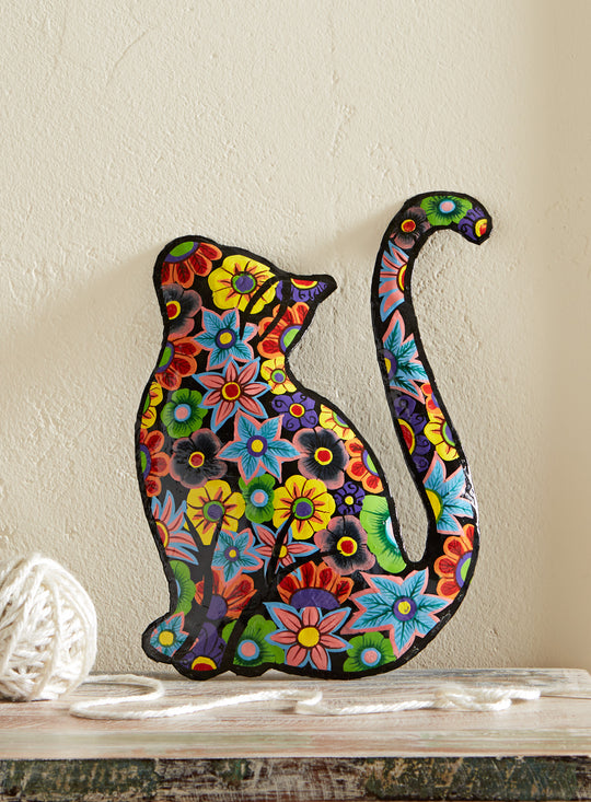 Purring Cat Haitian Metal Art
