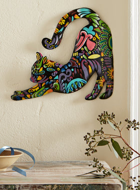 Stretching Cat Haitian Metal Art