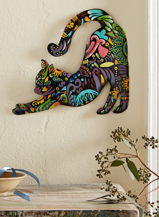 Stretching Cat Haitian Metal Art
