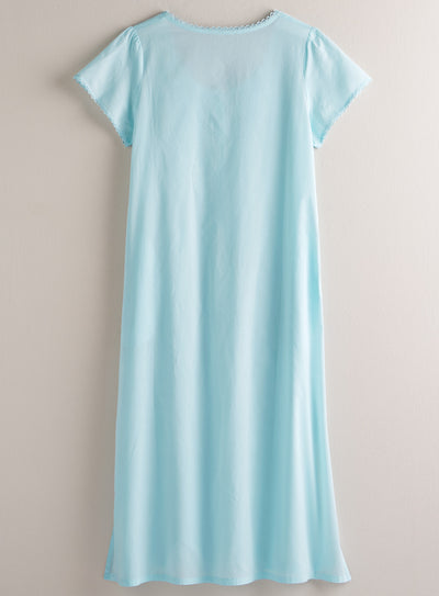 Pleated Cotton Appliqué Nightgown