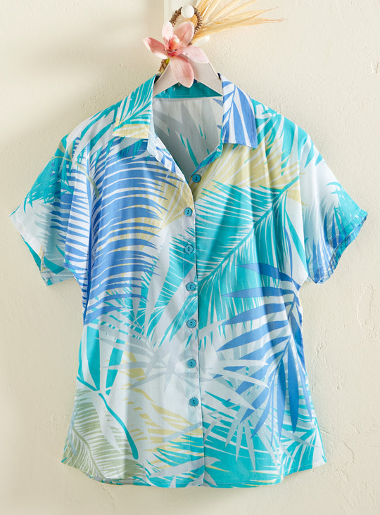 Palm Leaf Camp Shirt FINAL SALE (No Returns)