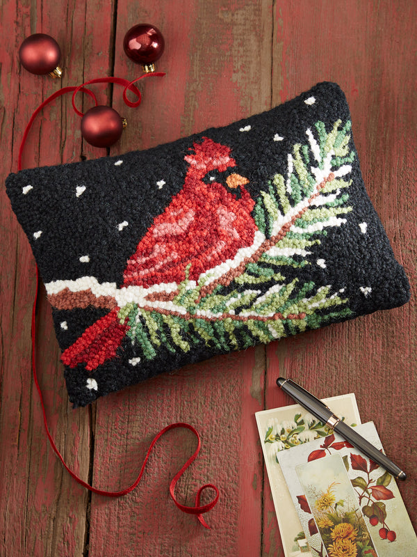 Snowy Cardinal Hook Pillow