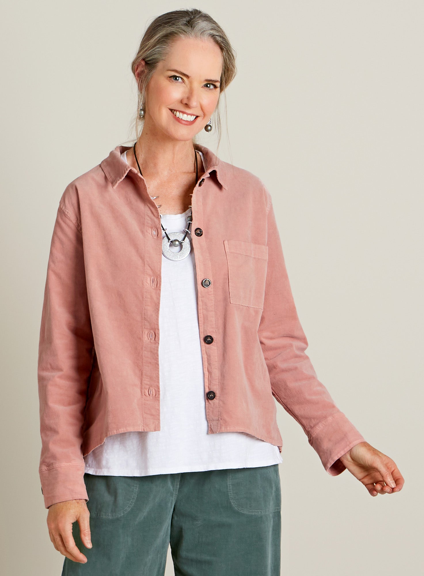 Garment-Dyed Corduroy Shirt Jacket | Petalura