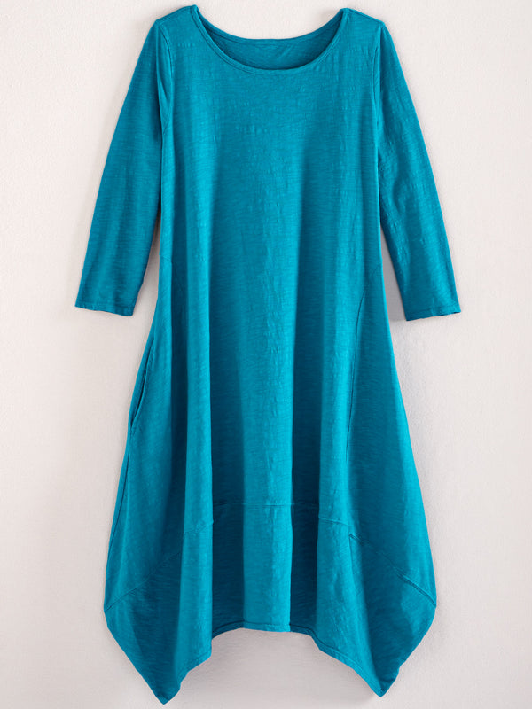 Classic Cotton Tulip Dress - Slub Knit Solid