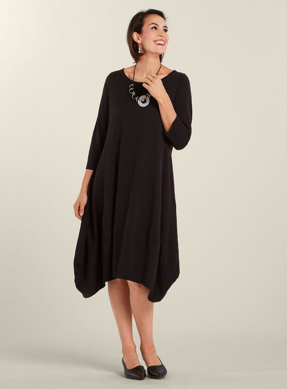 Cotton Tulip Dress Outfit - Black