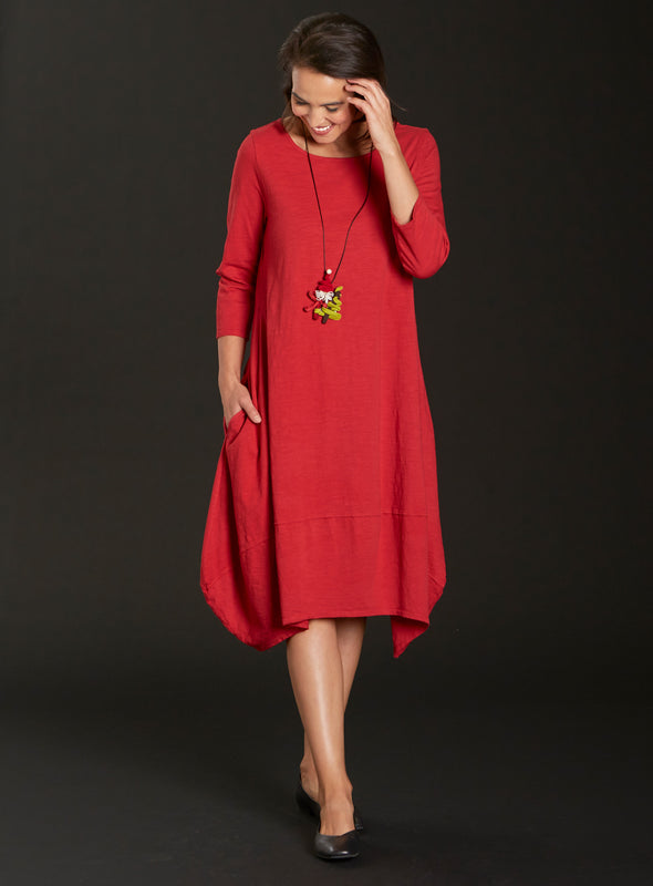 Cotton Tulip Dress Outfit - Red