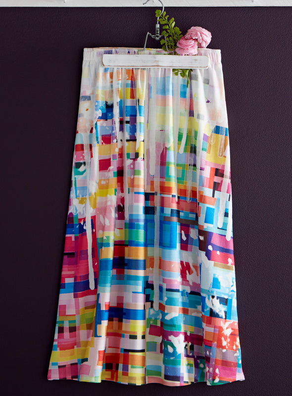 Rainbow Mosaic Midi Skirt