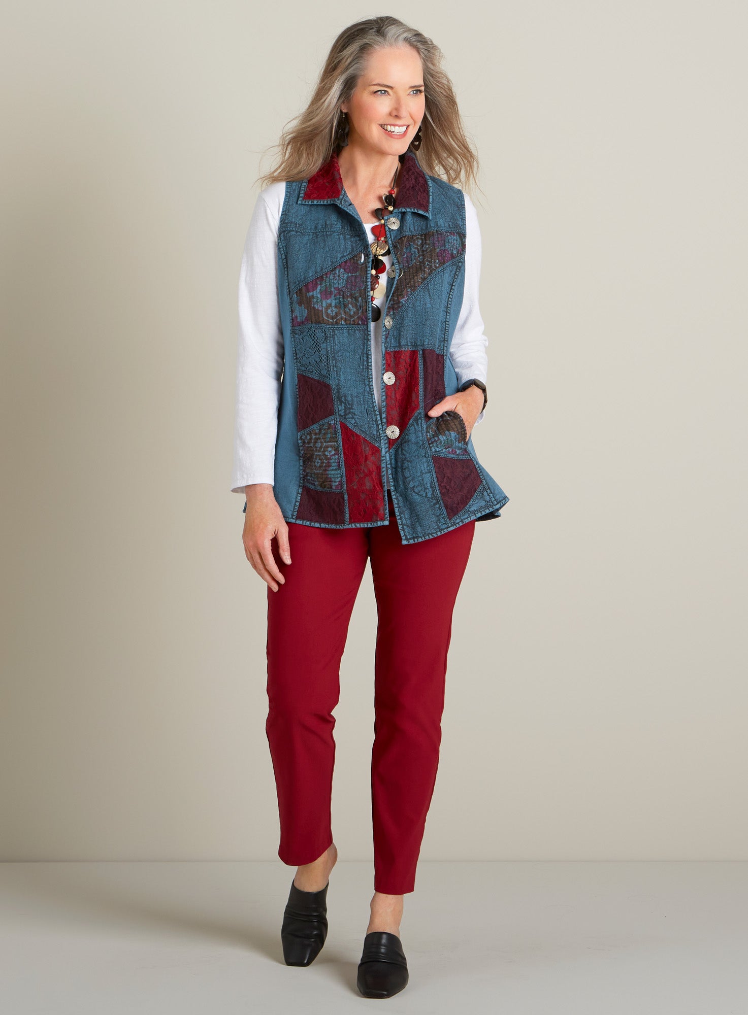 Patchwork Lace Reversible Vest | Petalura