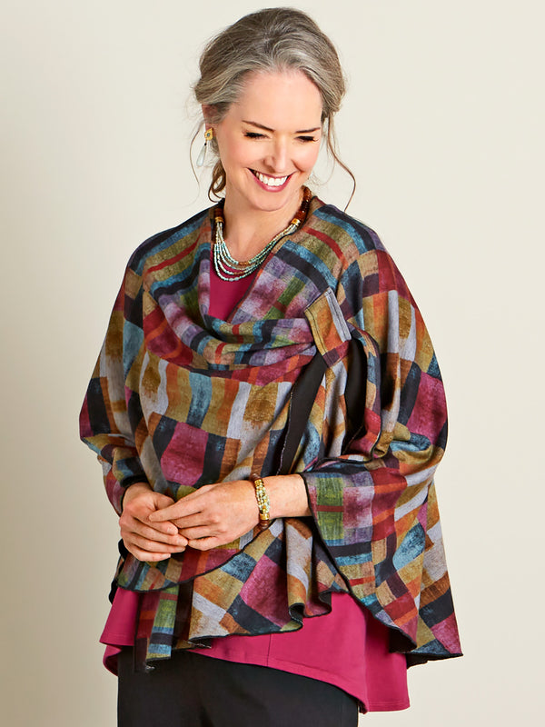 Hands-Free Reversible Knit Wrap - Stained Glass