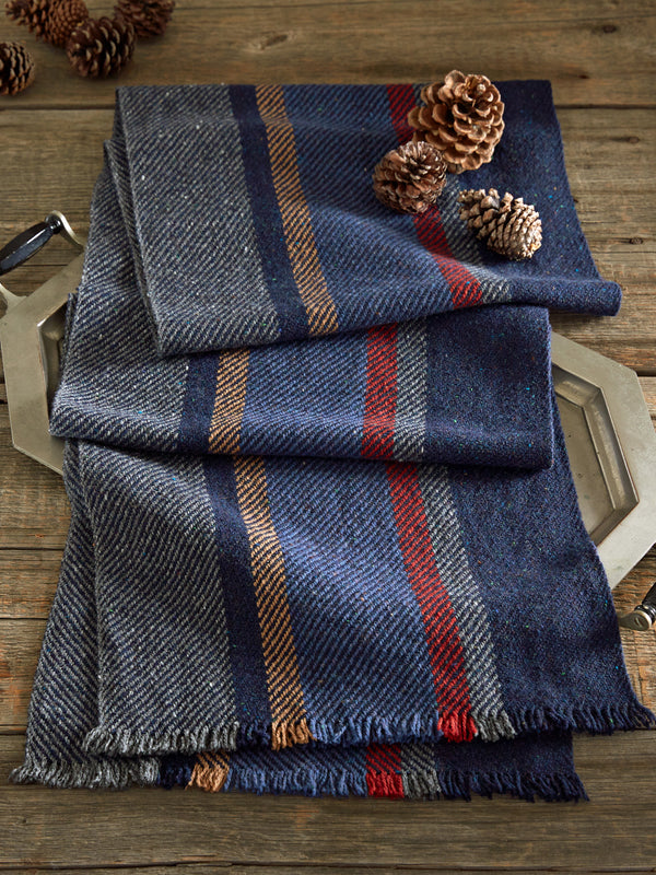 Navy Stripe Donegal Scarf