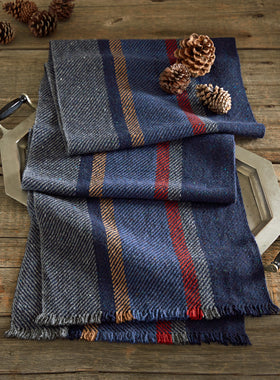 Navy Stripe Donegal Scarf