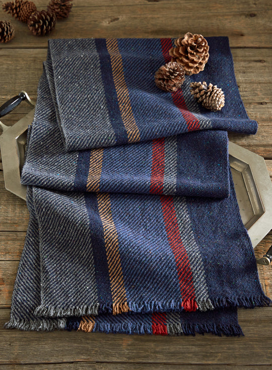 Navy Stripe Donegal Scarf