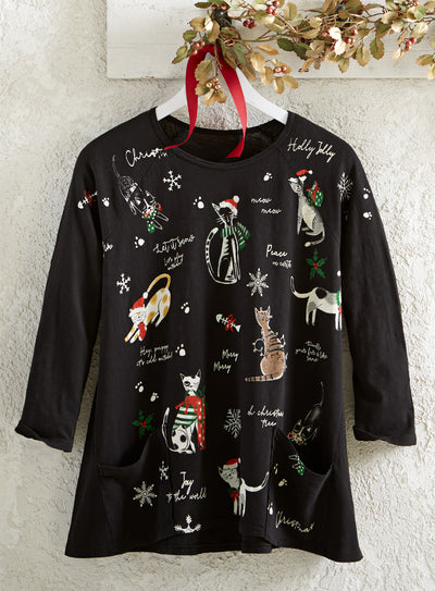 Meowy Christmas Cat Lovers Top