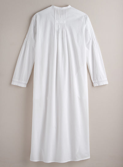 Cotton Pintuck Long-Sleeve Nightgown
