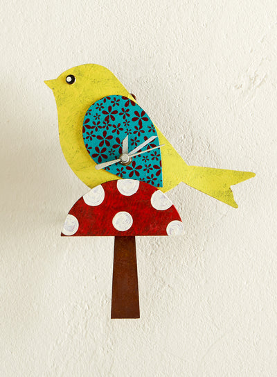 Colombian Bird and Mushroom Wall Clock