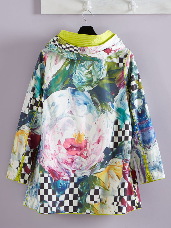 Taxicab Florals Reversible Pleated Raincoat