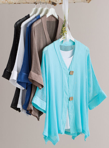 【完売品】　Santaku shear mesh cardigan Keep It Cool Mesh Cardigan | Petalura