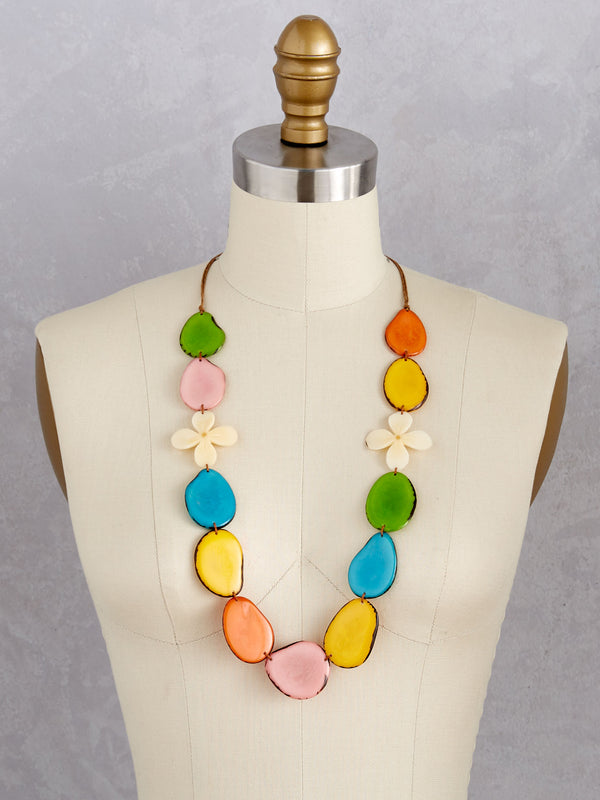 Petal and Palm Tagua Necklace and Earrings Set