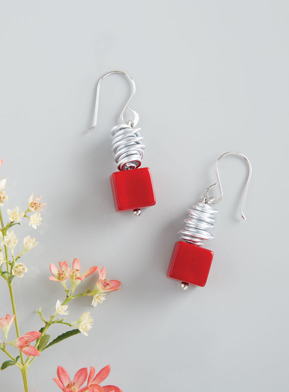 Crimson Cubes Earrings