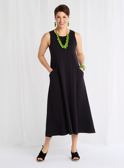 Classic Cotton Sleeveless Tank Dress - Slub Knit Solid