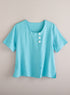 Diamond Button Linen Blouse FINAL SALE (No Returns)