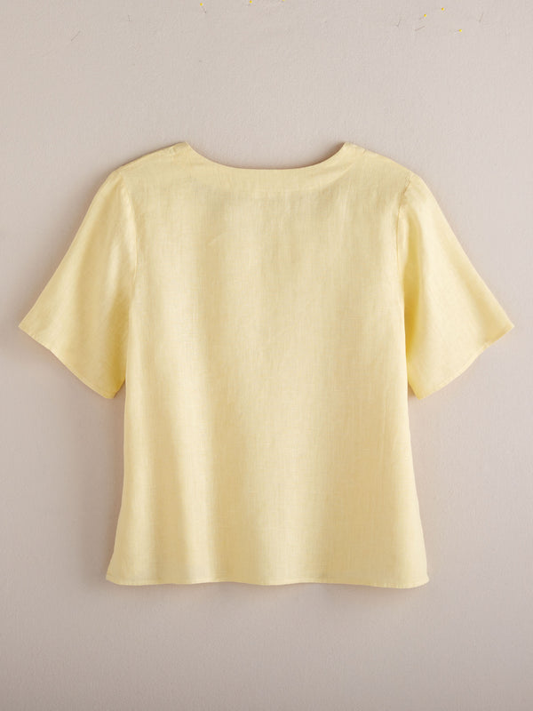 Diamond Button Linen Blouse FINAL SALE (No Returns)