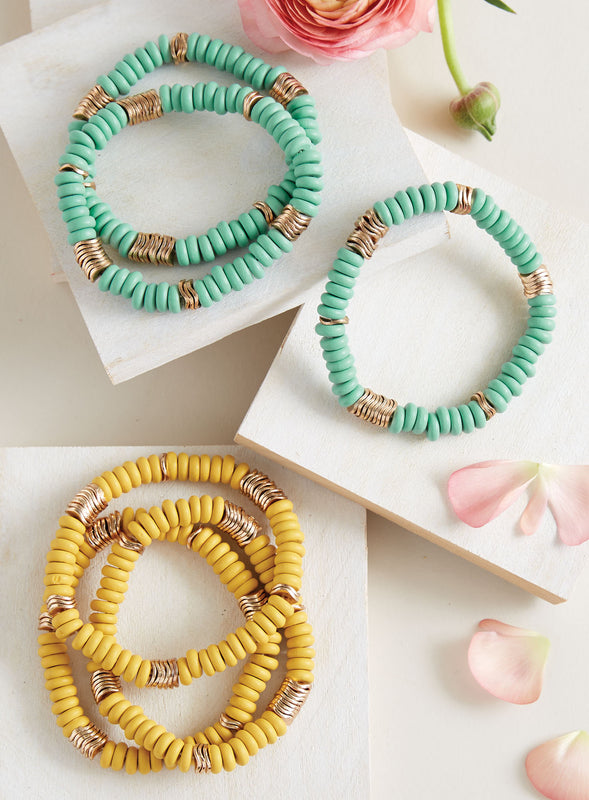 Wood and Waves Stretch Bracelets - Set of 3