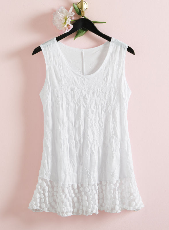 White Party Bubble Hem Tank