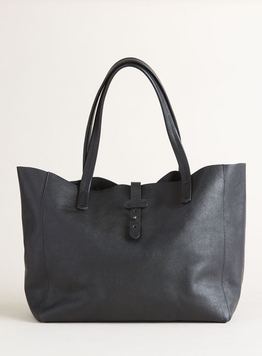 Slouchy Leather Buckled Tote