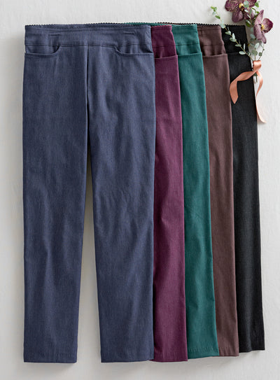 Kick It Up Flat Front Pants - Heathered Hues