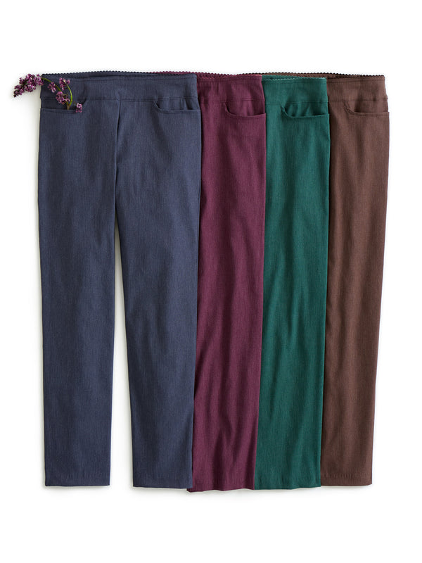 Kick It Up Flat Front Pants - Heathered Hues