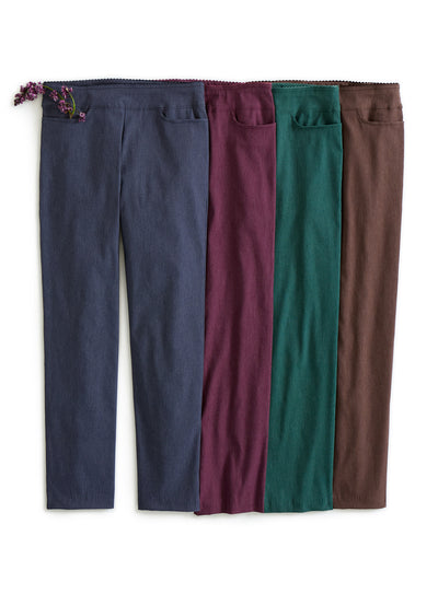 Kick It Up Flat Front Pants - Heathered Hues