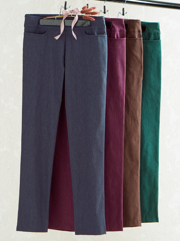 Kick It Up Flat Front Pants - Heathered Hues