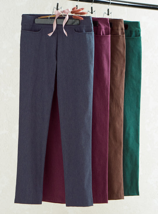 Kick It Up Flat Front Pants - Heathered Hues