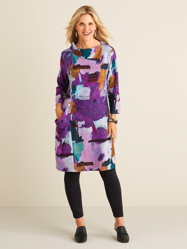 purple dress with leggings Deep Purple Sweater Dress and Marissa T Designs