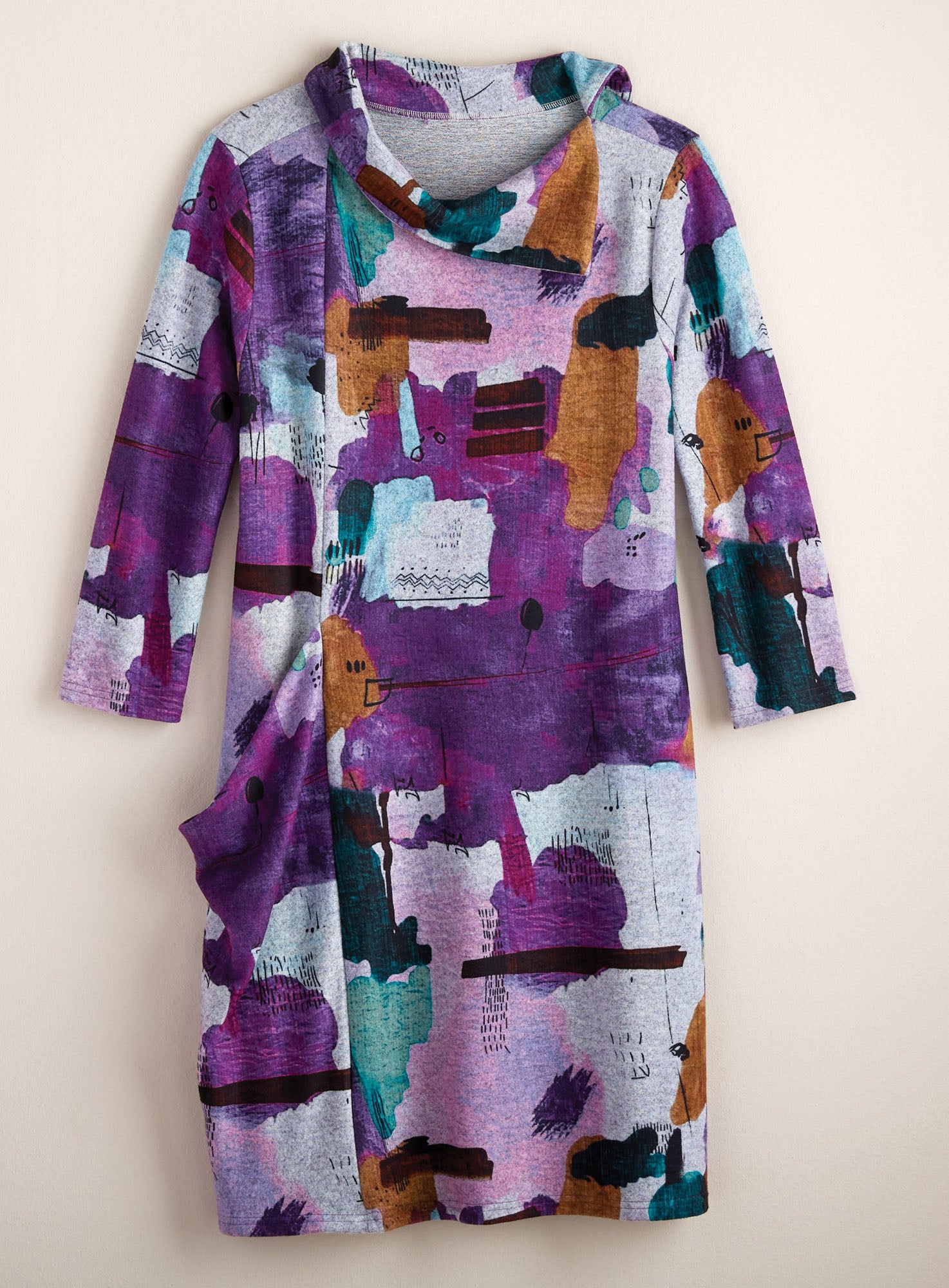 Purple Splash Brushed Knit Dress | Petalura Purple Splash Brushed Knit Dress | Petalura