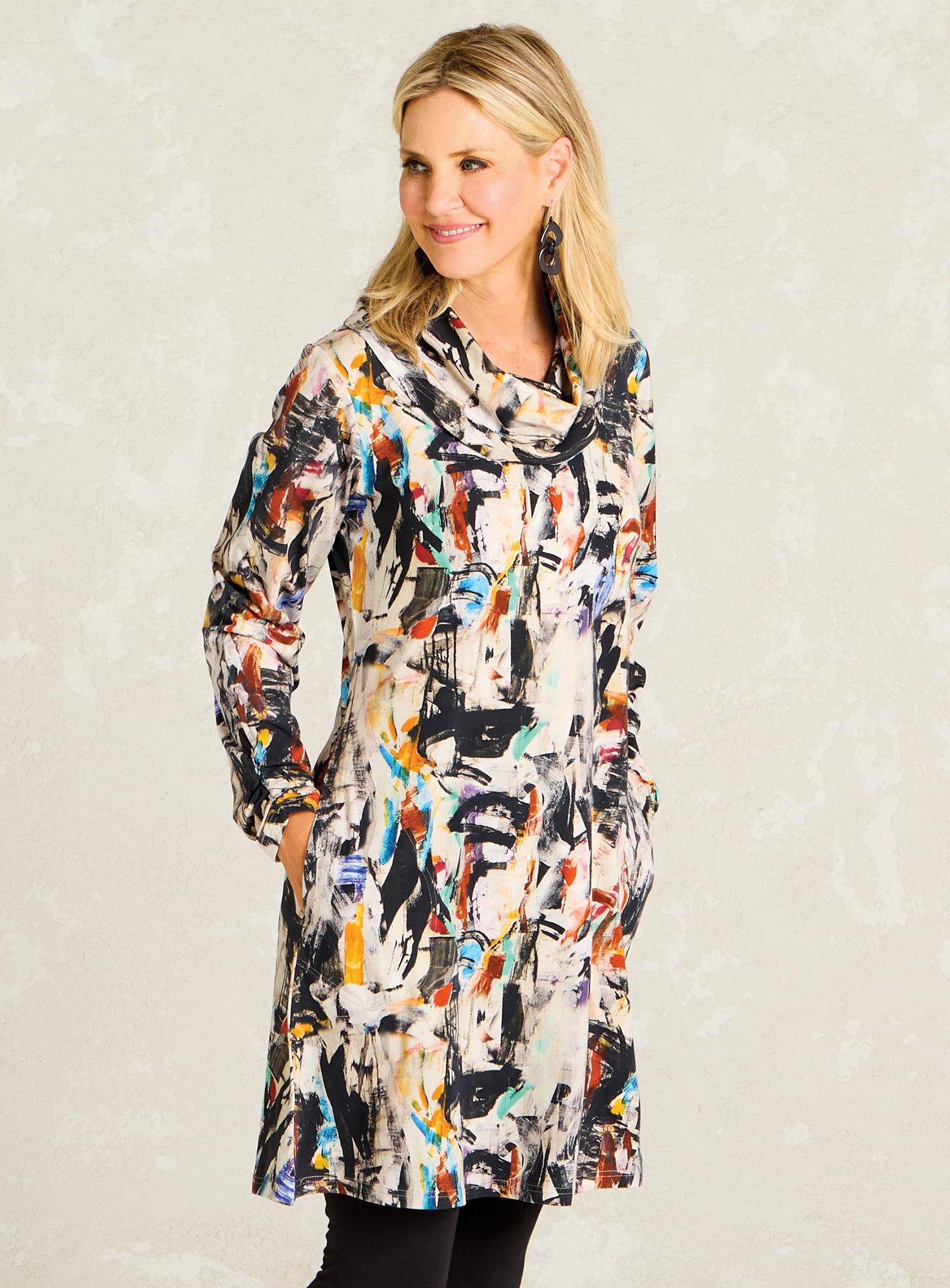 Expressionism Cowl-Neck Dress | Petalura Expressionism Cowl-Neck Dress | Petalura