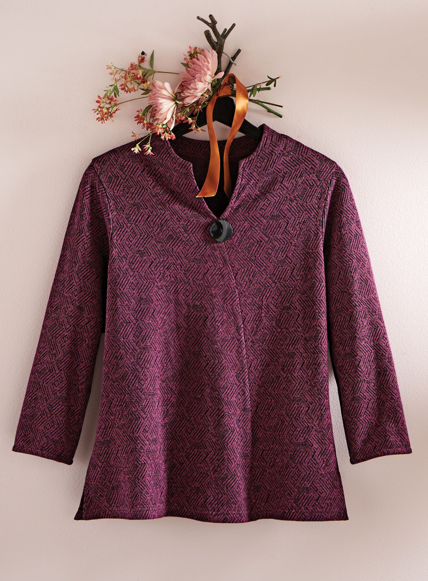 poláura OFFICIAL ONLINE STORE Chevron Knit Faux-Wrap Top | Petalura