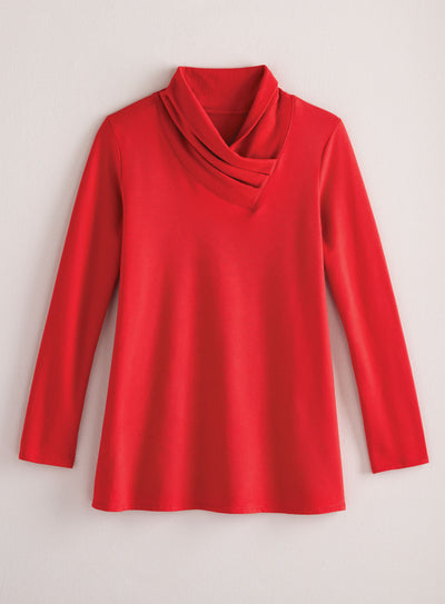 Pleated Crossover Collar Top