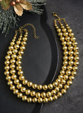 Satin Gold Triple-Strand Necklace