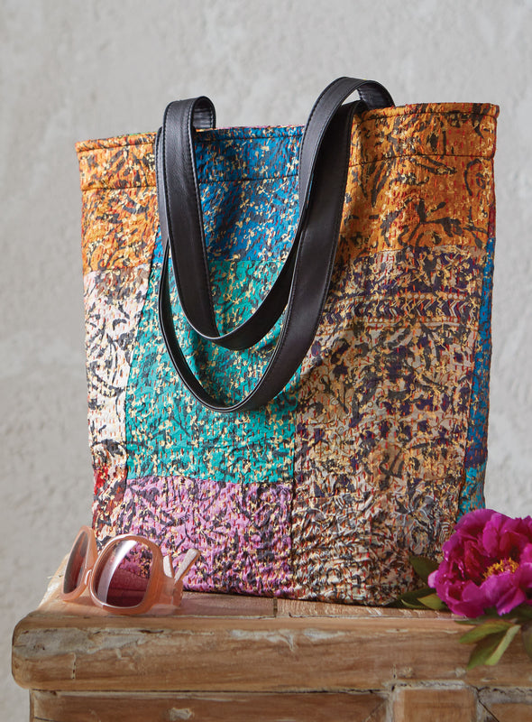 Silk and Gold Sari Patchwork Tote Bag