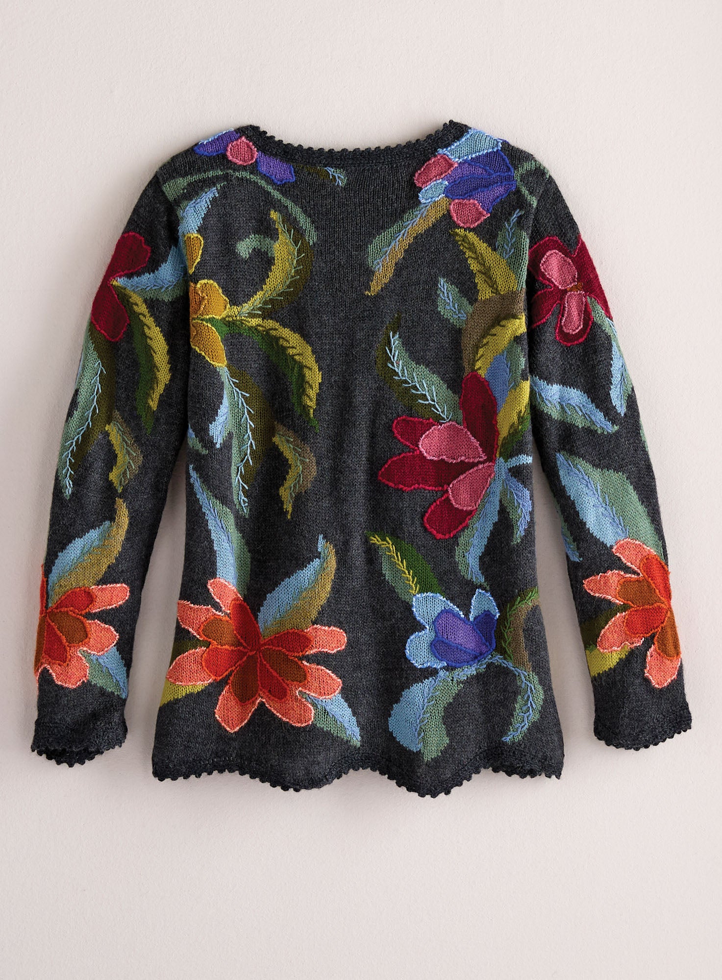 トップス Floral Motif Chenille Knited Cardigan Floral Motif Chenille Knited Cardigan - blue - Mame Kurogouchi