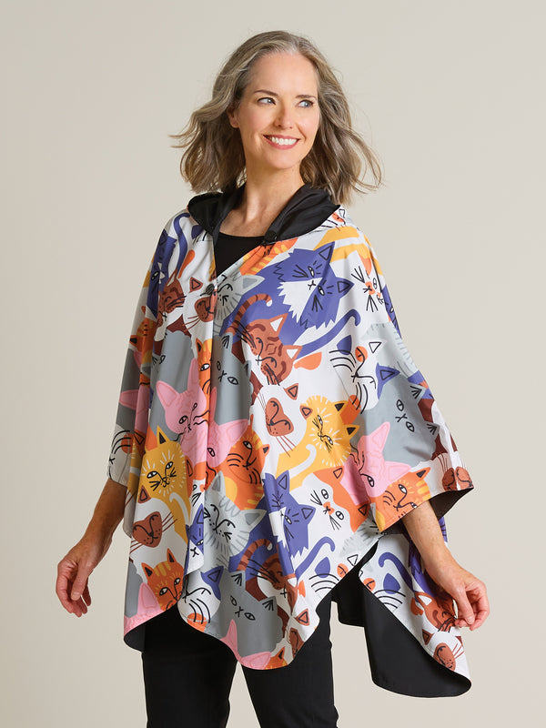 Reversible Rain Cape - Raining Cats and… Cats