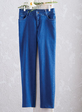 Midrise Straight Leg Denim Pants